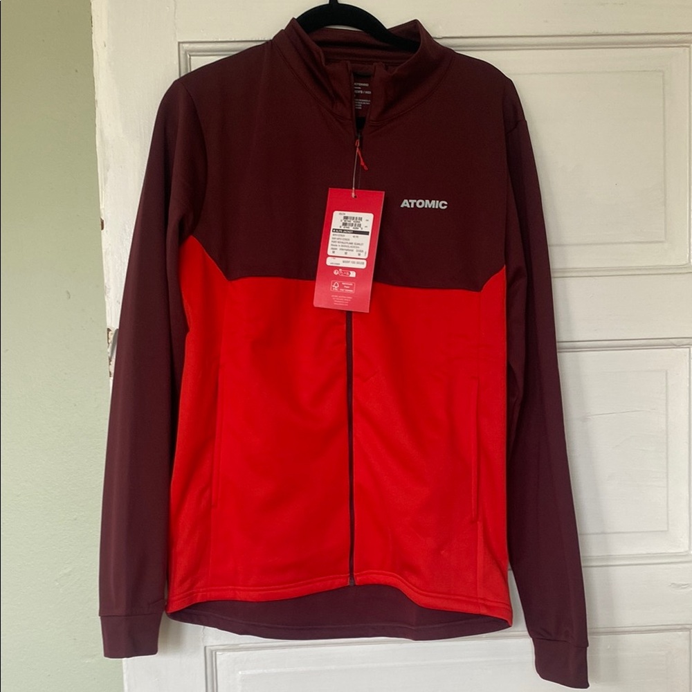 Red and Brown Performance Jacket with Fleece Material